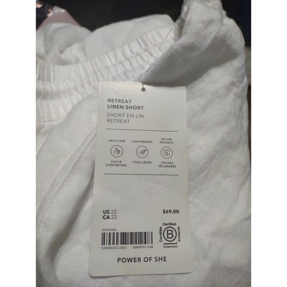 New Athleta 100% Linen Retreat Shorts White Size 22 Pull-on Travel Resort Loose - Picture 10 of 13